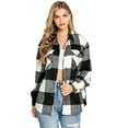 thumbnail image 1 of Love Tree Women's Oversize Plaid Shirt Coat Shacket (Small, Black), 1 of 4