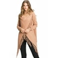 thumbnail image 1 of Love Tree Women's Soft Cozy Fringe Convertible Poncho Cardigan (Clay, Large), 1 of 3
