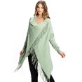 thumbnail image 1 of Love Tree Women's Soft Cozy Fringe Convertible Poncho Cardigan (Mint, Small), 1 of 2