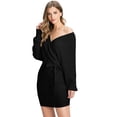 thumbnail image 1 of Love Tree Women's Surplice Ribbed Sweater Dress (M, Black), 1 of 3
