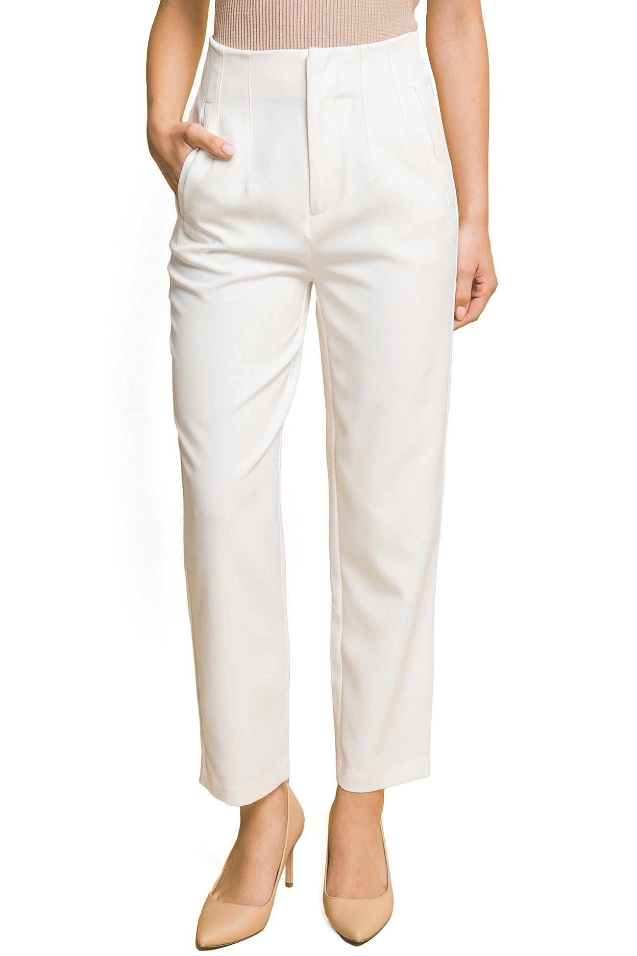 Love Tree Womens Juniors High Waist Slim-Fit Trouser Ankle-Length