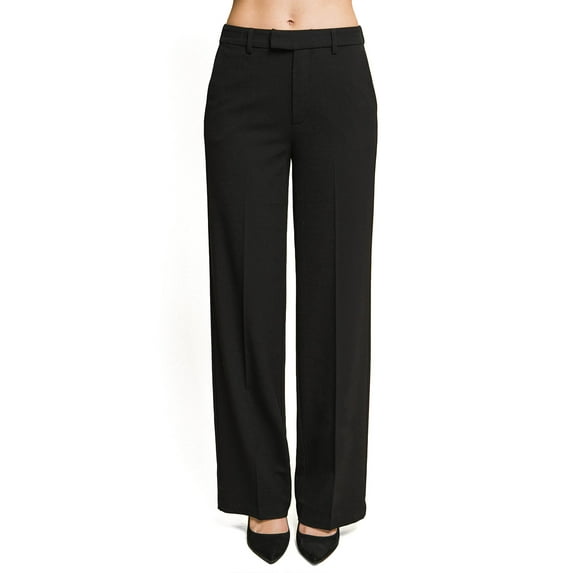 Love Tree Womens Juniors Slim-Fit Slacks Trouser Dress Pants (Black, Large)