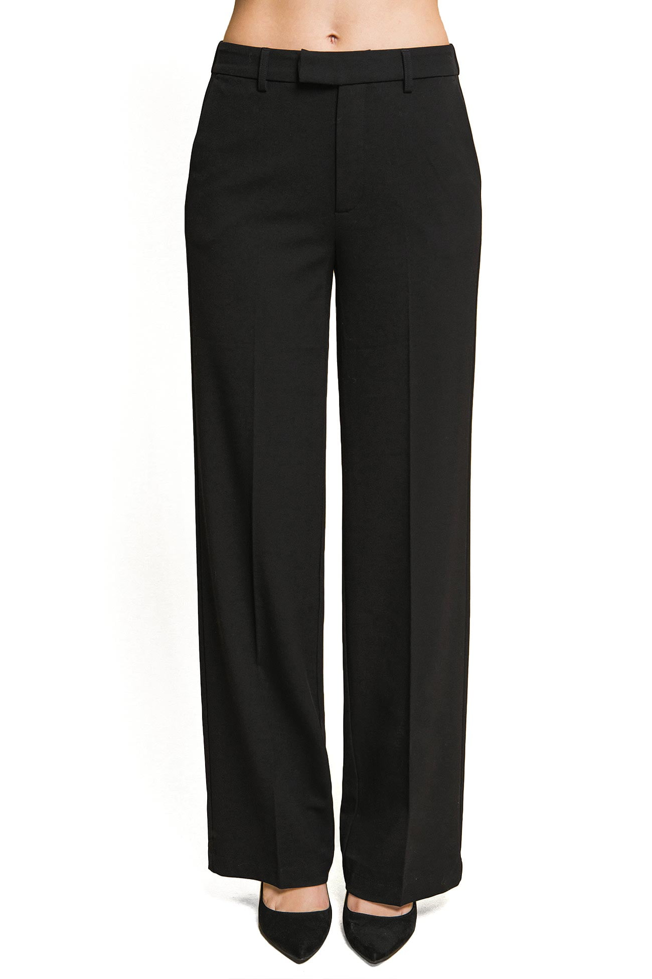 Love Tree Womens Juniors Slim-Fit Slacks Trouser Dress Pants (Black, Small)