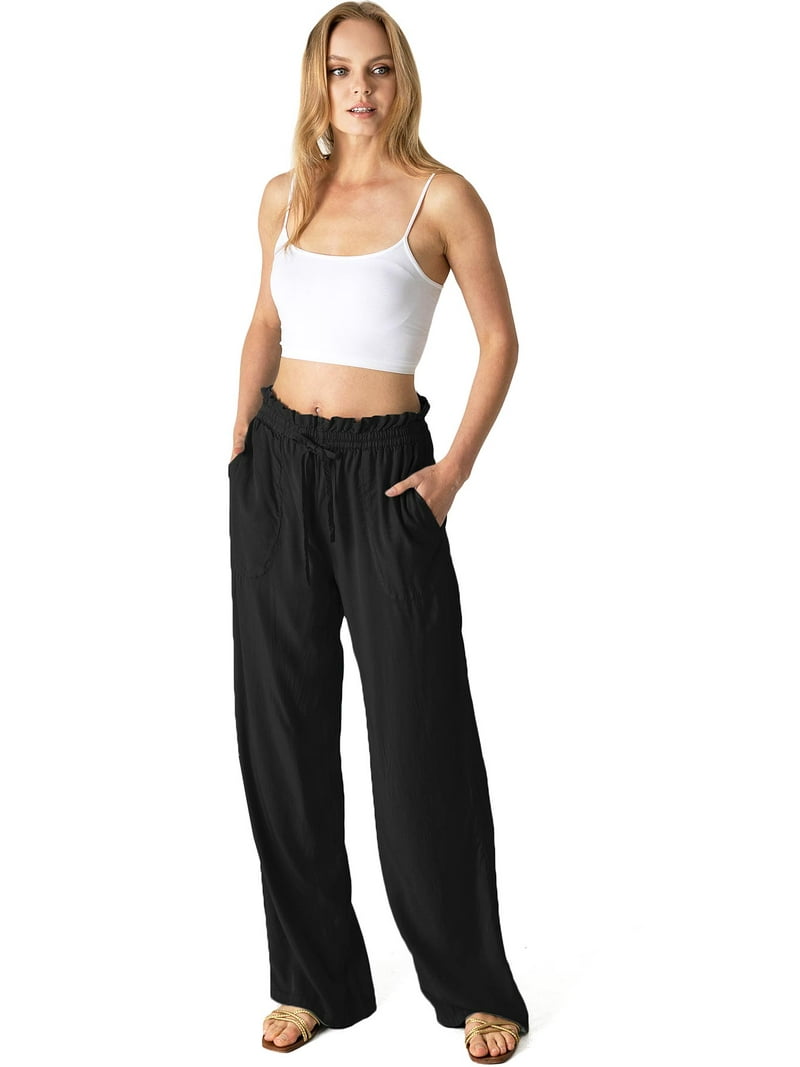 Casual Love Tree Women's High-Rise Tencel Pants with Pockets, Wide