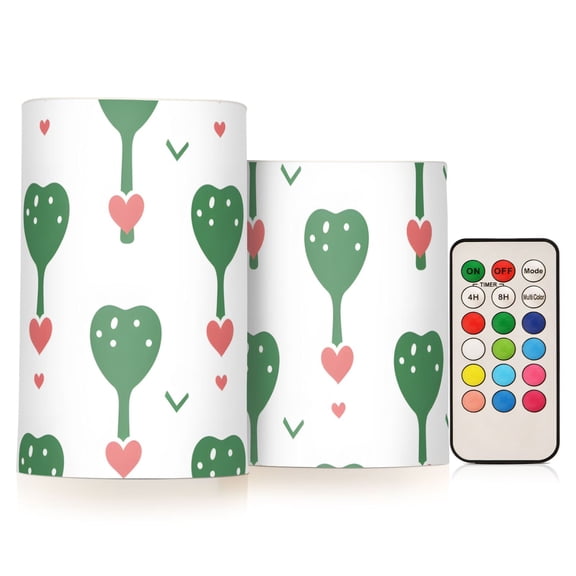 Love Trees Hearts Flickering Flameless Candles LED Tealight Battery Operated with Remote Set of 2 Holiday Decor Ornaments