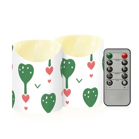 Love Trees Hearts Flickering Flameless Candles with Remote Timer Battery Operated LED Tealight Set of 2 M