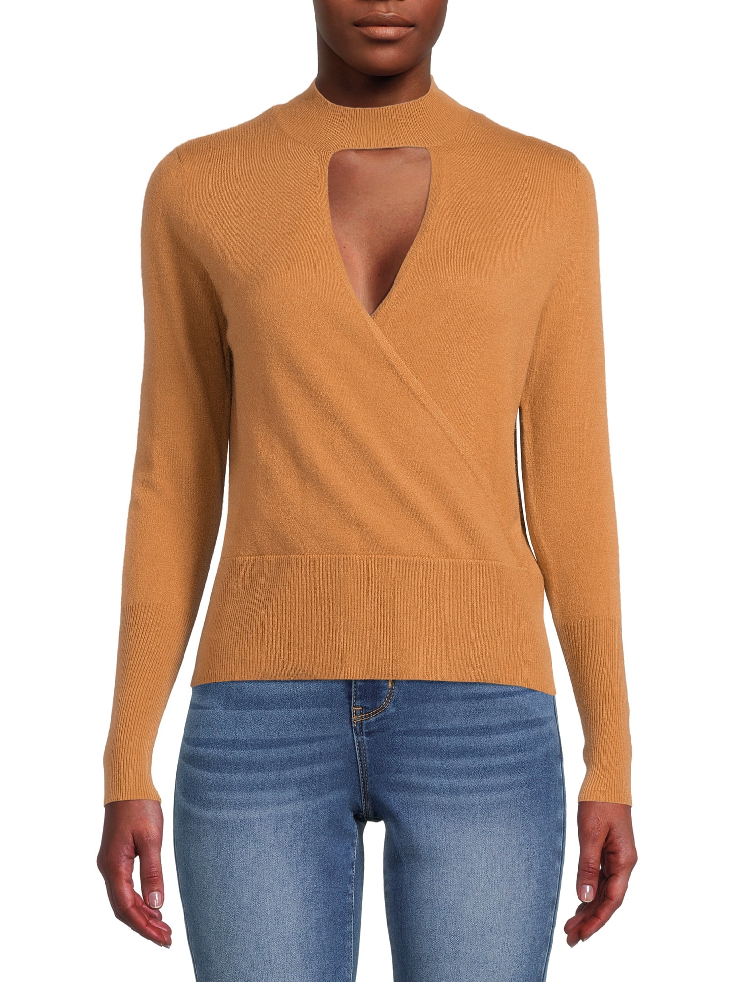 Love Trend New York Womenâ€™s Cutout Fine Gauge Sweater - Walmart.com