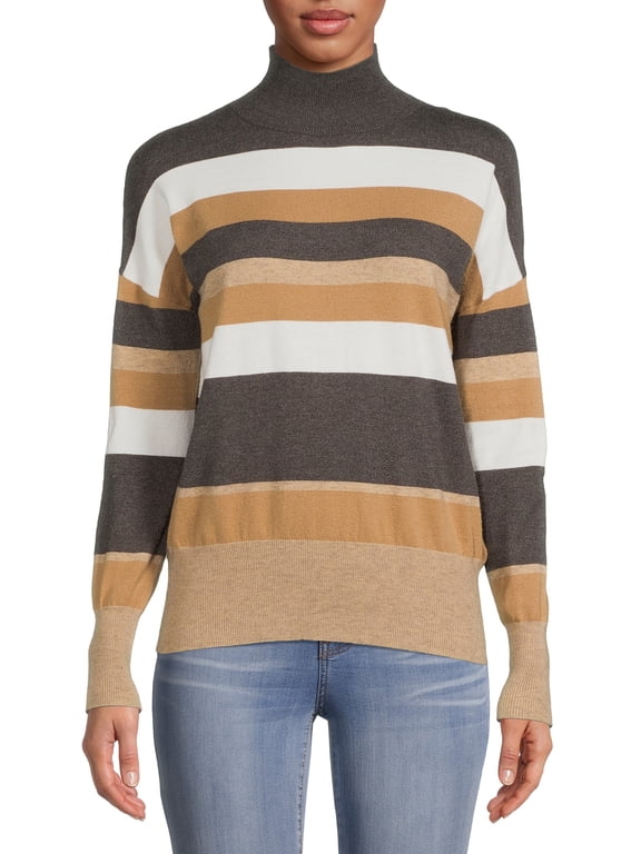 Love Trend New York Women’s Striped Mock Neck Sweater