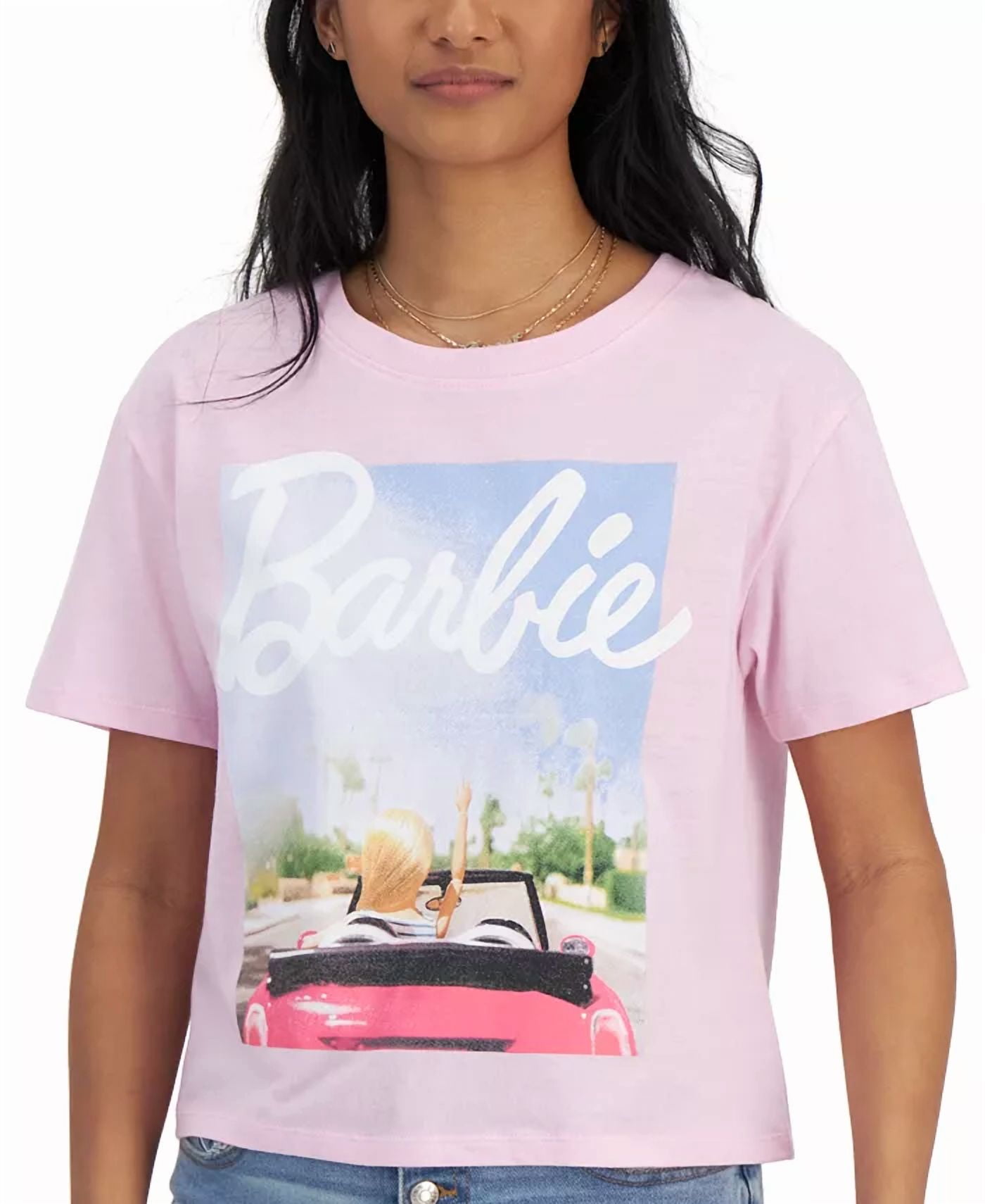 LOVE TRIBE Juniors' Barbie Cruising Graphic T-Shirt L