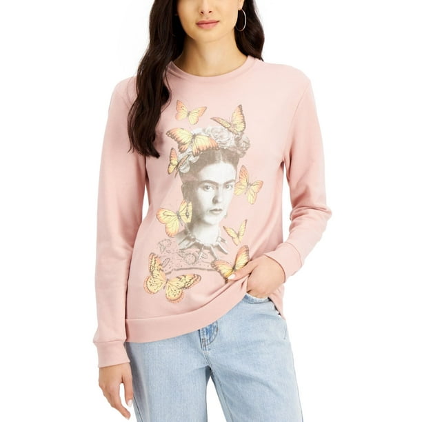 Love Tribe Juniors Frida Graphic Print Sweatshirt Pink Small Walmart Business Supplies