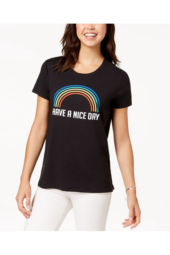 Love Tribe Juniors Have A Nice Day Graphic Print T-Shirt Graph Black XL