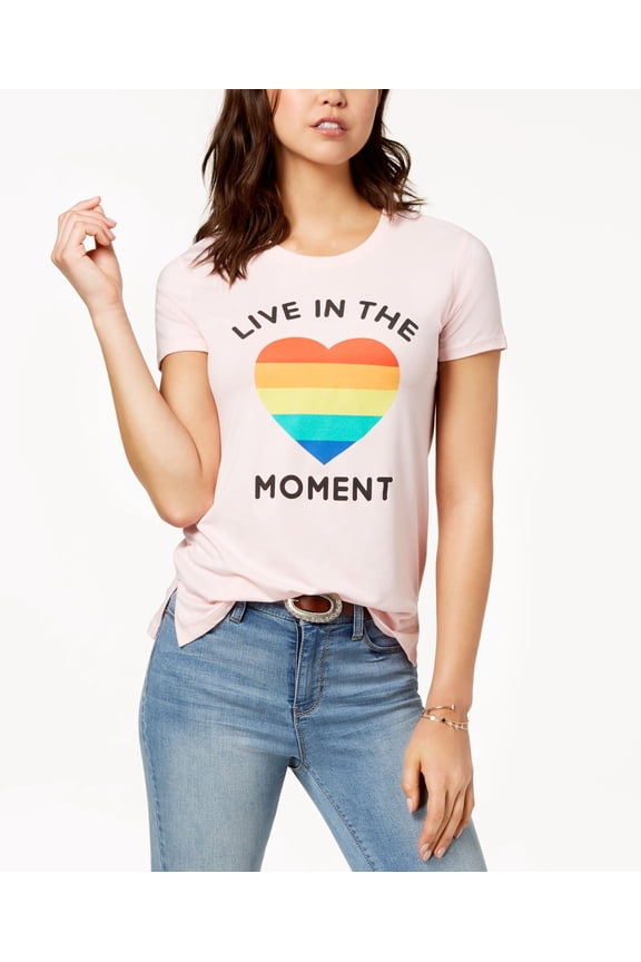 Love Tribe Juniors Live In The Moment Graphic Print T-Shirt Light Pink S