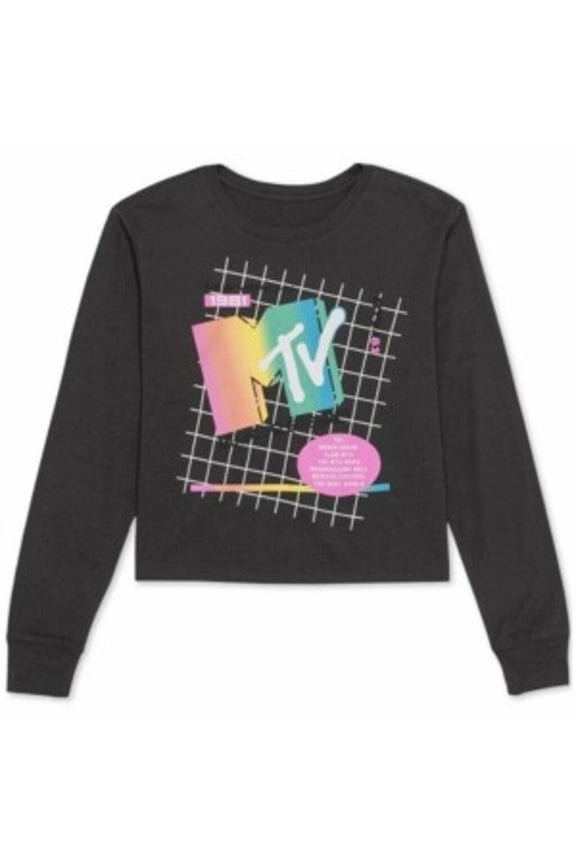 *Love Tribe Juniors' Mtv Graphic Top- Asphalt Medium