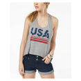 thumbnail image 1 of Love Tribe Juniors' USA Knotted-Back Graphic Tank Top, Hearher Gray, Size L, 1 of 2