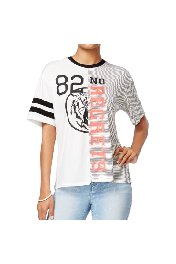Womens No Regrets Graphic T-Shirt, White, Juniors, Small