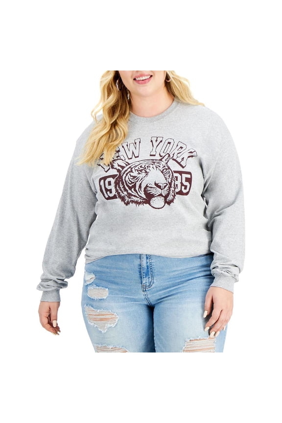 Womens Plus Size Crewneck Long Sleeve Pullover Top;2X