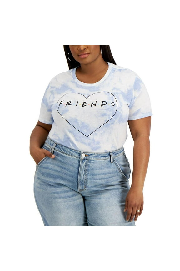 Womens Plus Tie-Dye Casual Graphic T-Shirt Blue 3X