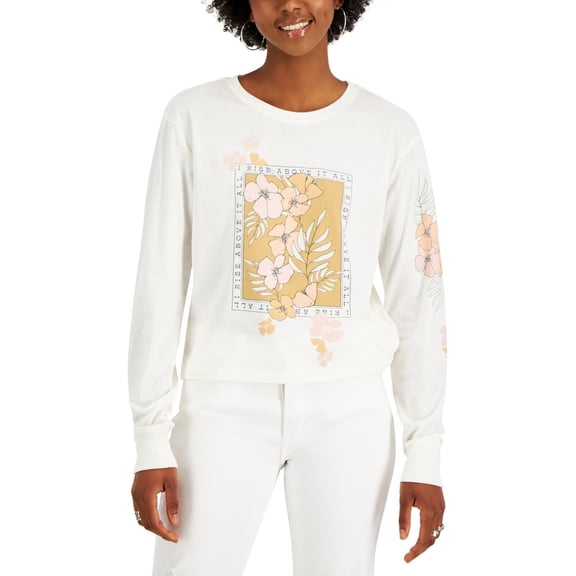 Love Tribe Womens Rise Above Crewneck Floral Graphic T-Shirt
