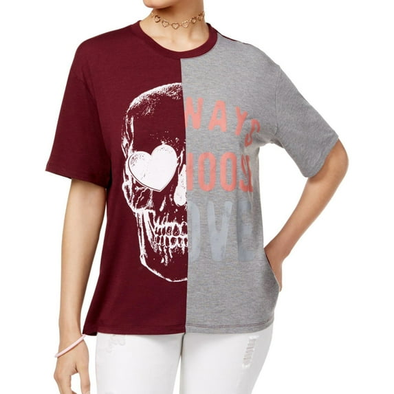 Love Tribe Womens Skull Choose Love Graphic T-Shirt, Multicoloured, Juniors, X-Small