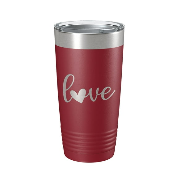 Love Tumbler Travel Mug Insulated Laser Engraved Coffee Cup 20 oz Maroon