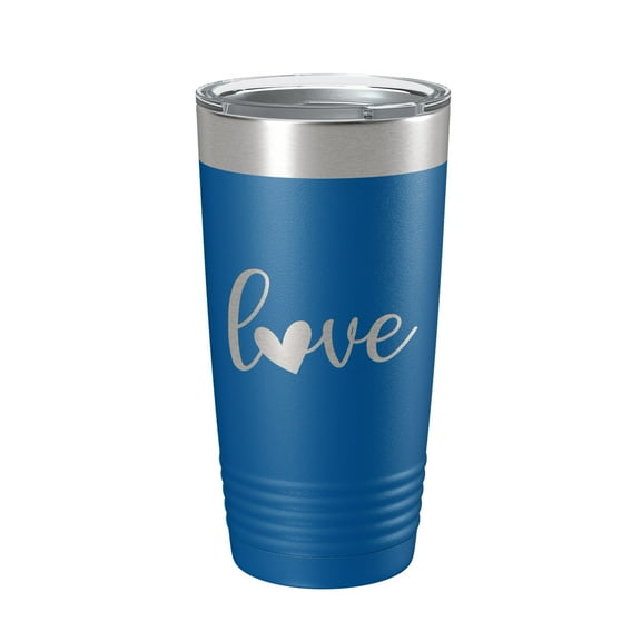 Love Tumbler Travel Mug Insulated Laser Engraved Coffee Cup 20 oz Royal Blue