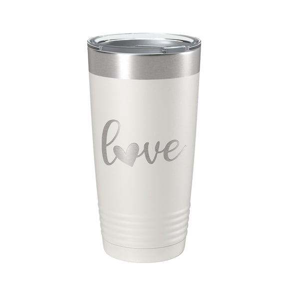 Love Tumbler Travel Mug Insulated Laser Engraved Coffee Cup 20 oz White