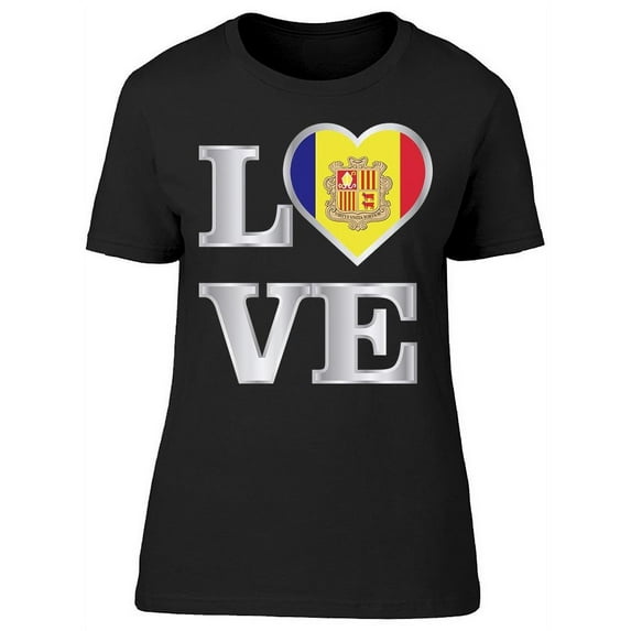 Love Typography Andorra /W Heart T-Shirt Women -Image by Shutterstock, Female Small