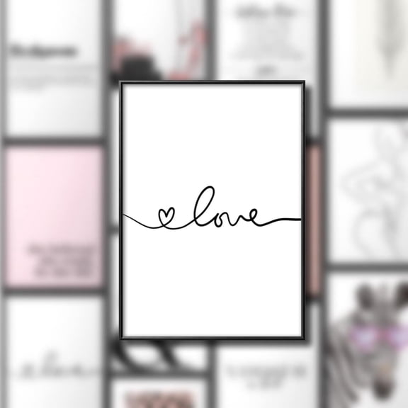 Love Typography Print Poster Minimalist Hand Lettering Wall Art, Size 12x18 UNFFRAMED F03.1.8l663