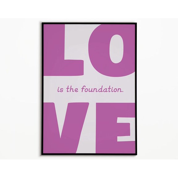 Love Typography Print Retro Girly Home Decor, Unframed Paper Poster 8x10in