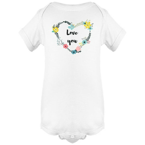 Love U Cute Heart Floral Wreath Bodysuit Infant -Image by Shutterstock,  Newborn