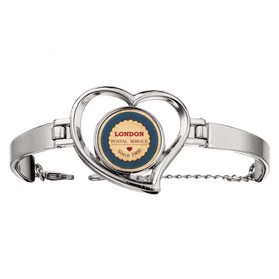 Love UK London Britian England Stamp Bracelet Heart Jewelry Wire Bangle