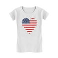 thumbnail image 1 of Love USA 4th of July Tstars Girls Fitted T-shirt - American Heart Flag Graphic Tee - Ideal Independence Day Gift for Patriotic Young Girls - Kids Holiday Apparel - S (5-6) White, 1 of 6