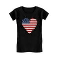 thumbnail image 1 of Love USA 4th of July Tstars Girls Fitted T-shirt - American Heart Flag Graphic Tee - Ideal Independence Day Gift for Patriotic Young Girls - Kids Holiday Apparel -&nbsp;S (5-6) Black, 1 of 6
