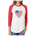 thumbnail image 1 of Love USA 4th of July Tstars Women's Baseball Jersey Shirt - Patriotic American Heart Flag Design - Perfect Independence Day Gift - 3/4 Sleeve Raglan Tee - Large red/white, 1 of 6