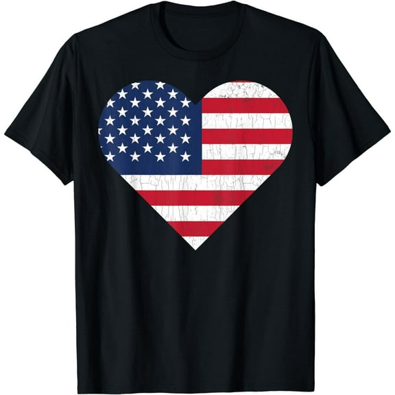 Love USA Heart Funny Independence 4th Of July Graphic T-Shirt