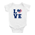 thumbnail image 1 of Love United States Flag Heart Cute Baby Romper (White, 6-12 Months), 1 of 5