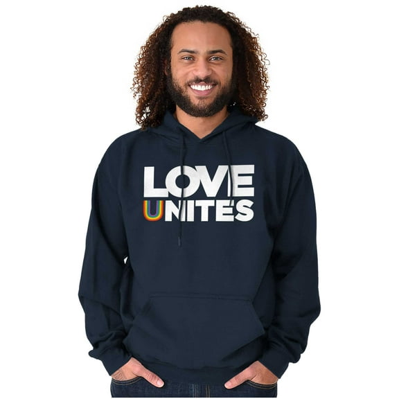 Love Unites Upside Down Rainbow Unisex Plus Size Hoodie Brisco Brands 4X