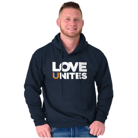 Love Unites Upside Down Rainbow Unisex Plus Fleece Graphic Hoodie Brisco Brands 2X