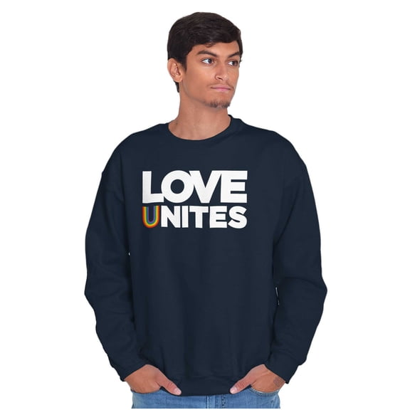 Love Unites Upside Down Rainbow Unisex Plus Fleece Graphic Sweatshirt Brisco Brands 2X