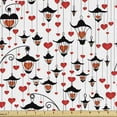 thumbnail image 1 of Ambesonne Valentines Fabric by the Yard Upholstery, Hearts in Lamps Romance, 10 Yards, Vermilion and Scarlet, 1 of 4