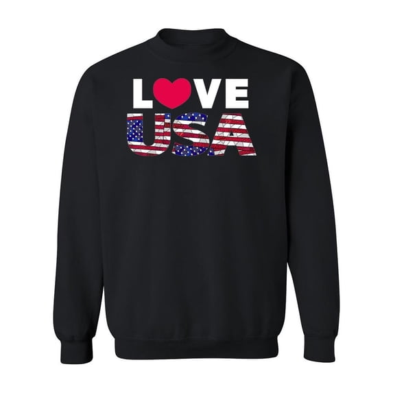 Love Usa Broken Flag Design Sweatshirt Men -Image by Shutterstock, Male Medium