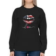thumbnail image 1 of Love Usa Flag Lips Sweatshirt Women's -SmartPrintsInk Designs, 1 of 4