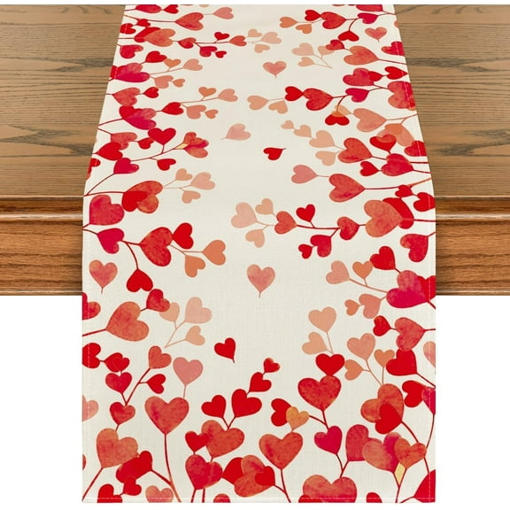 Love Valentine's Day Table Runner, Anniversary Wedding Kitchen Dining Table Decoration for Home Party Decor