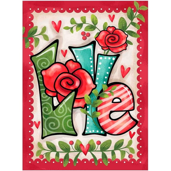 Love Valentines Day Double Sided Anniversary Wedding Yard Outdoor Decoration Winter Garden Flag 12.5"x18"