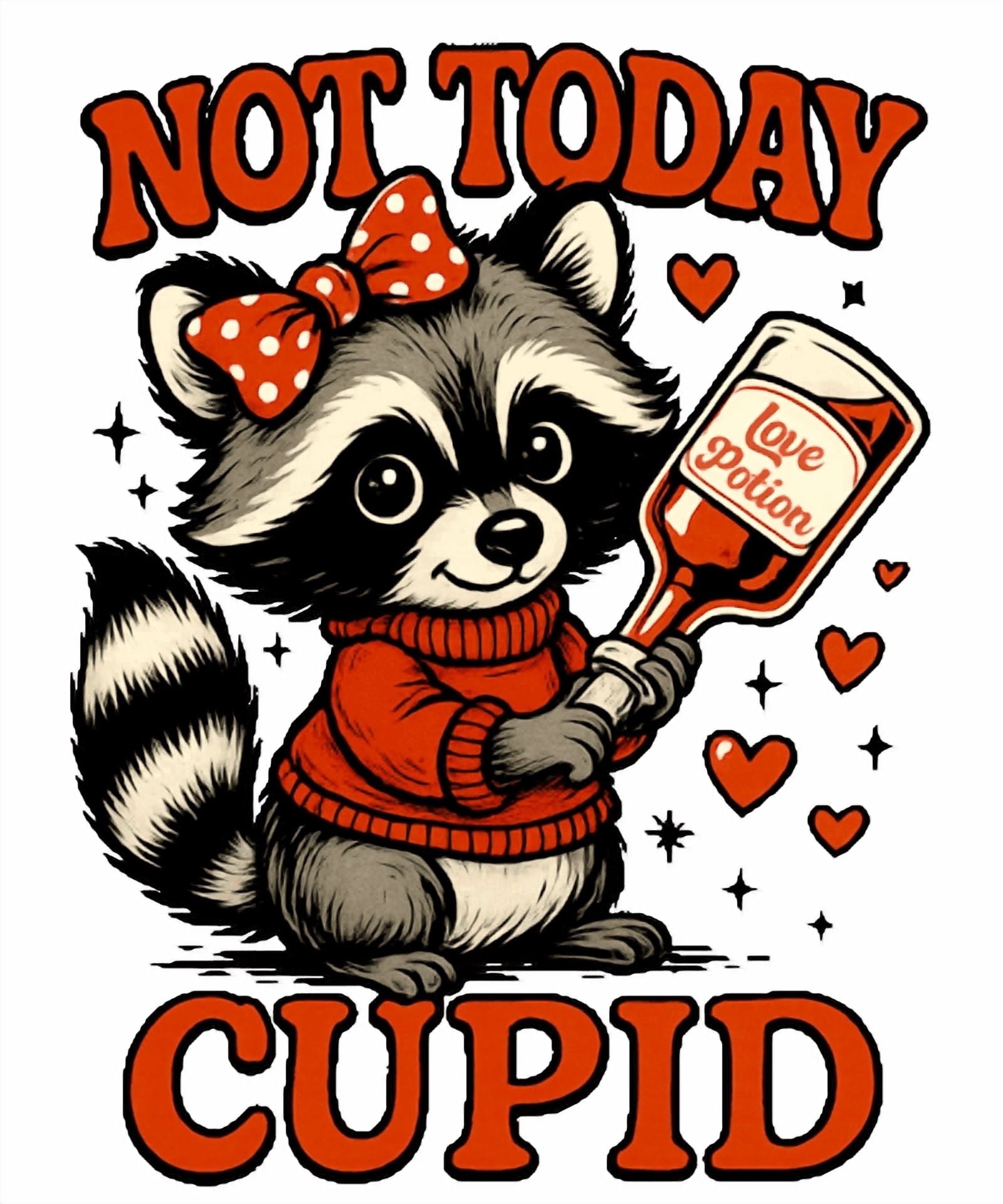 Cupid Raccoon Love & Valentines Theme Raccoon Holding Love Potion Bottle - Not Today ...