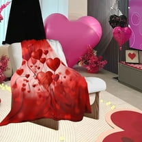 Love Valentines Throw Blanket, Red Pink Hearts Blankets and Throws, Romantic Throws Super Soft Warm Cozy Flannel Blankets for Bed Couch Sofa，10*10 Inch