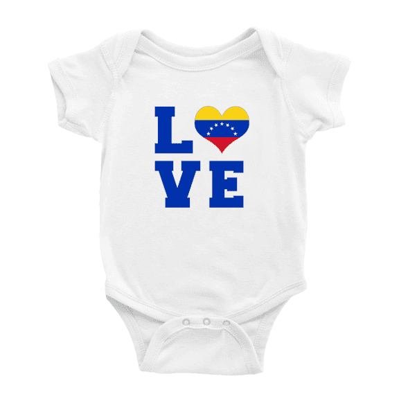 Love Venezuela Flag Heart Cute Baby Rompers Newborn Clothes Outfits (White, 12-18 Months)