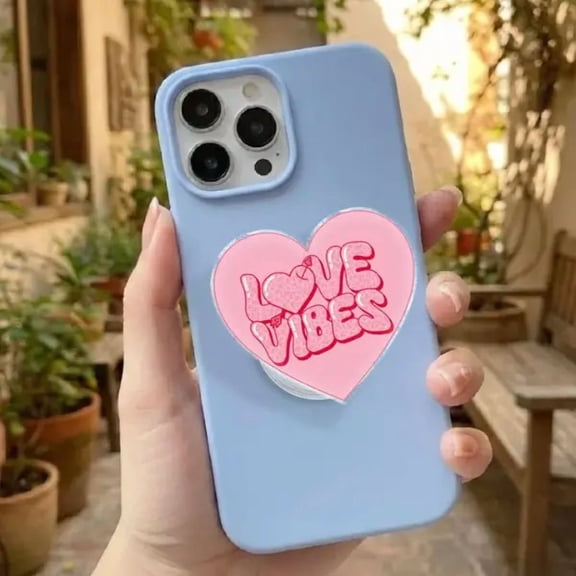 Love Vibes Heart Magnetic Phone Grip Kawaii Pink , Cute Love Phone Accessory mount Foldable Wireless