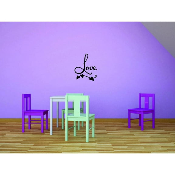 Love Vinyl Wall Decal for Home - Hearts Family Friends Enter Bless Cute Wall Décor Bedroom Living Room Entry - Removable High Tact - Size: 10 In x 20 In