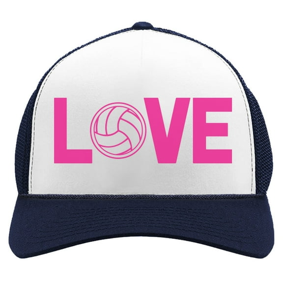 Love Volleyball - Perfect Gift for Volleyball Fans / Player Trucker Hat Mesh Cap One Size navy/white